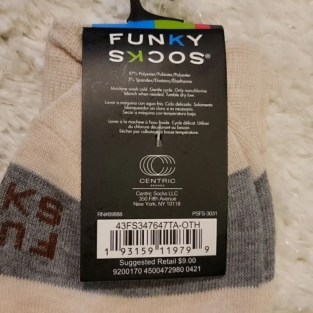𝅺FUNKY SOCKS MEN'S PUPPY DOG STRIPED CREW SOCKS,  NEW WITH TAGS!